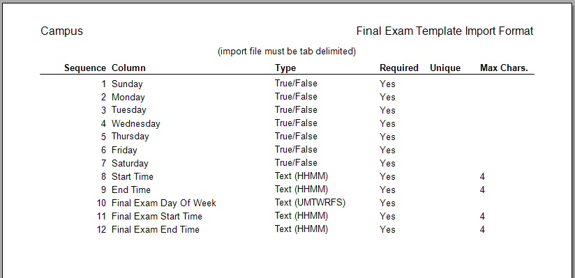 set a final exam schedule